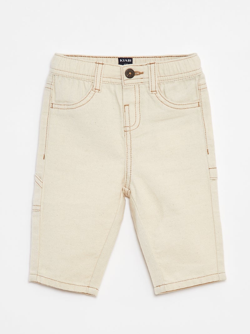Pantalón de mezcla de lino Blanco - Kiabi