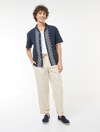 Pantalón de mezcla de lino corte recto
