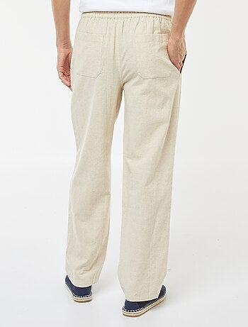 Pantalón de mezcla de lino corte recto