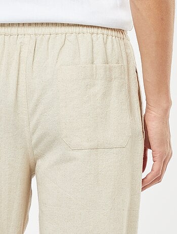 Pantalón de mezcla de lino corte recto