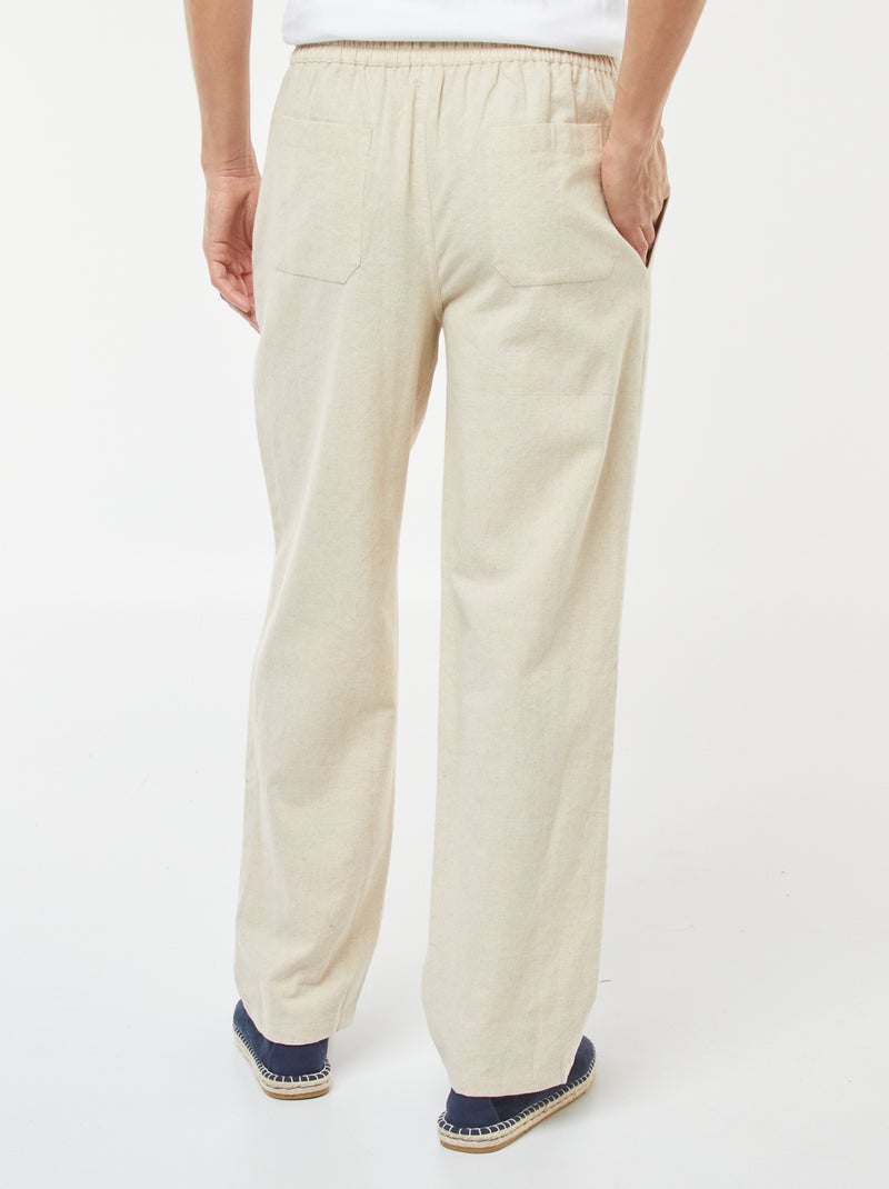 Pantalón de mezcla de lino corte recto beige - Kiabi