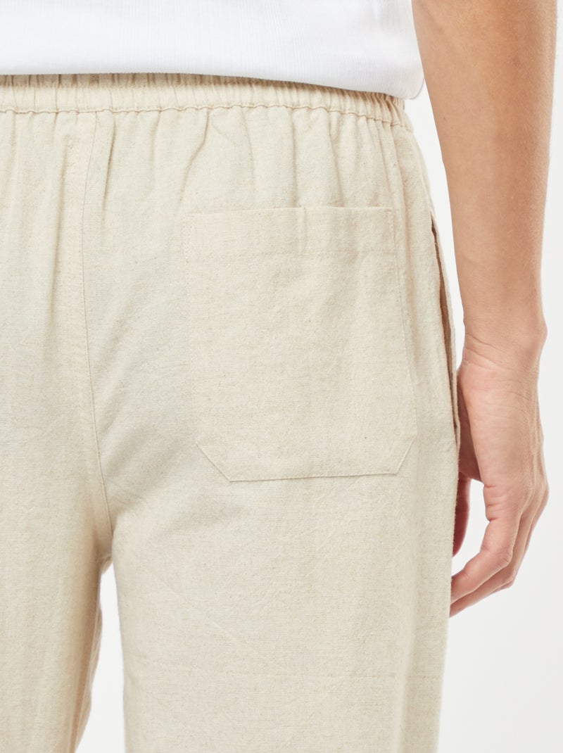Pantalón de mezcla de lino corte recto beige - Kiabi