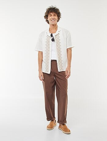 Pantalón de mezcla de lino corte recto