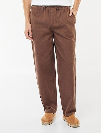 Pantalón de mezcla de lino corte recto