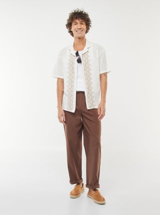 Pantalón de mezcla de lino corte recto