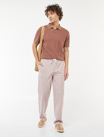Pantalón de mezcla de lino corte recto