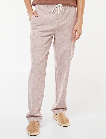 Pantalón de mezcla de lino corte recto