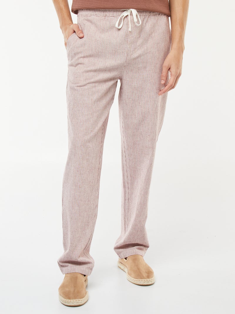 Pantalón de mezcla de lino corte recto Rojo - Kiabi