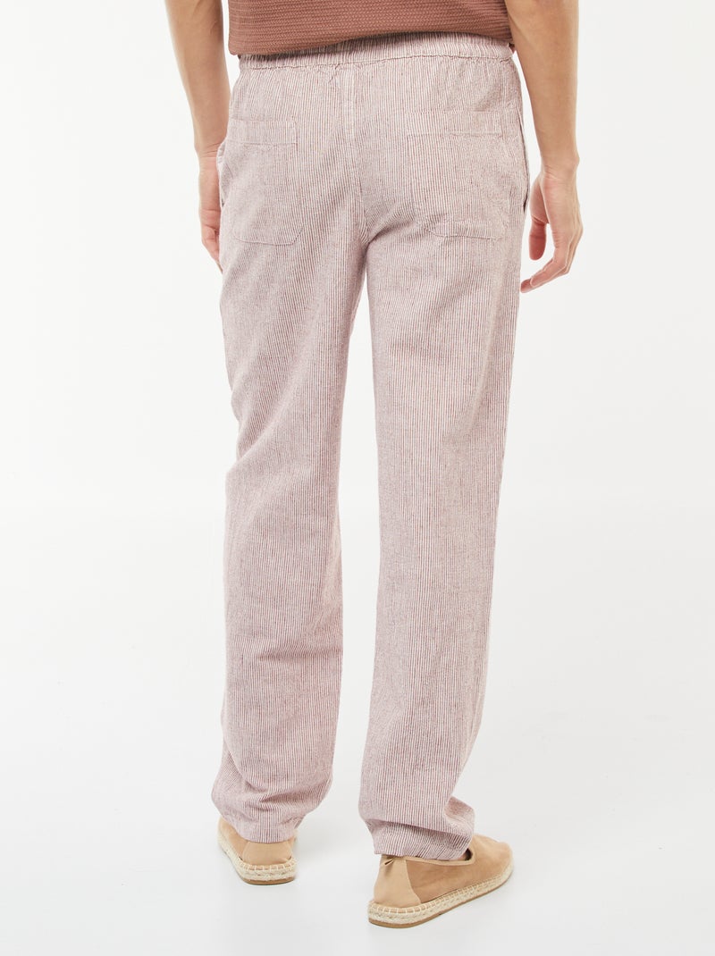 Pantalón de mezcla de lino corte recto Rojo - Kiabi