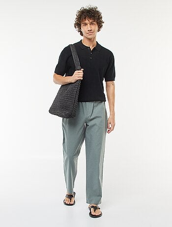 Pantalón de mezcla de lino corte recto