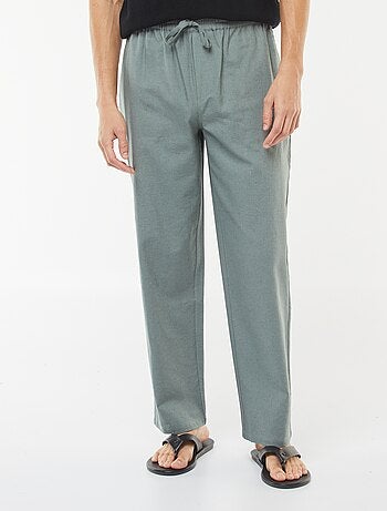 Pantalón de mezcla de lino corte recto