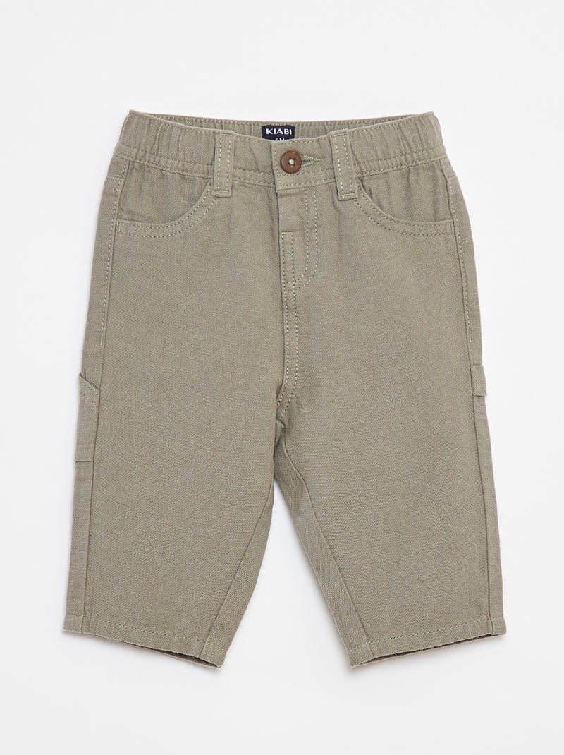 Pantalón de mezcla de lino Verde - Kiabi