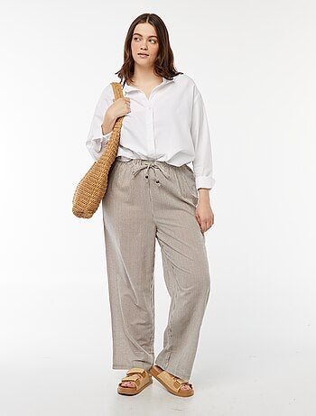 Pantalón de mezcla de lino wide leg