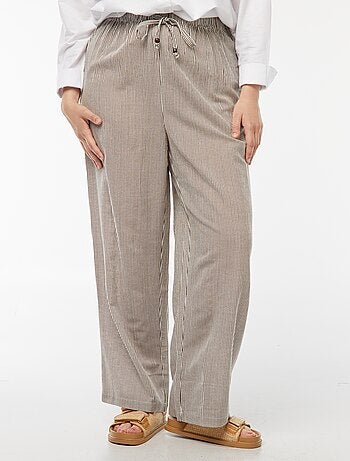 Pantalón de mezcla de lino wide leg