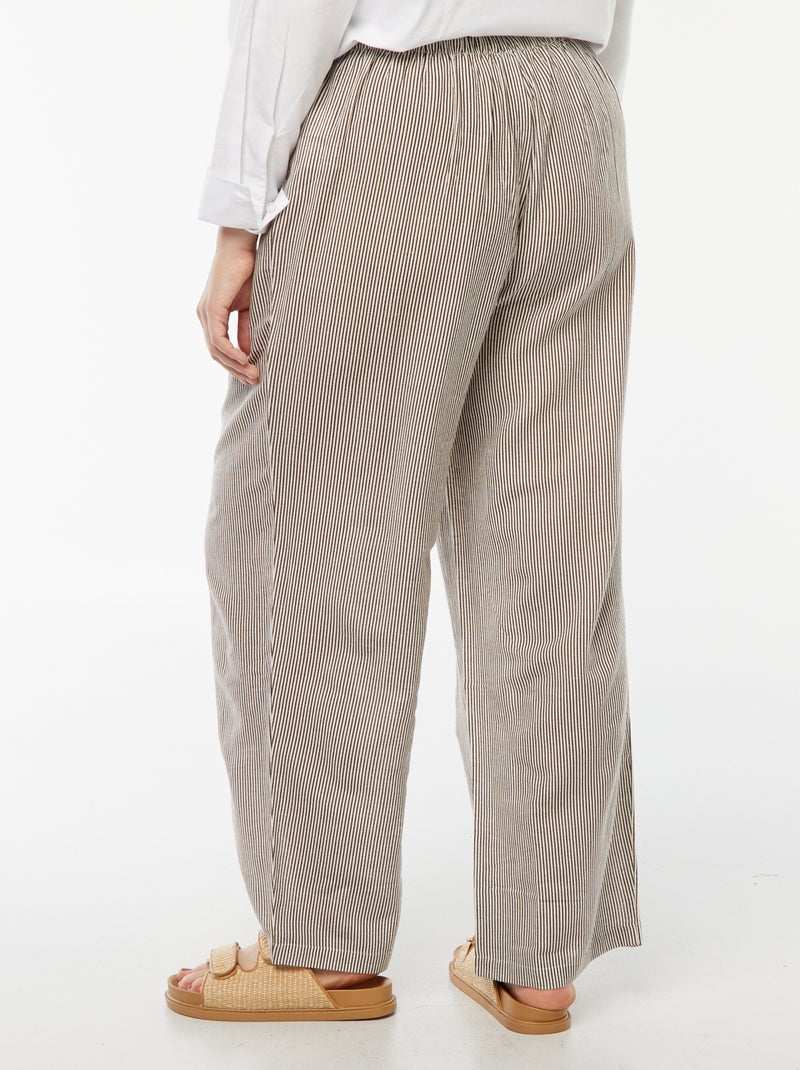 Pantalón de mezcla de lino wide leg Beige - Kiabi