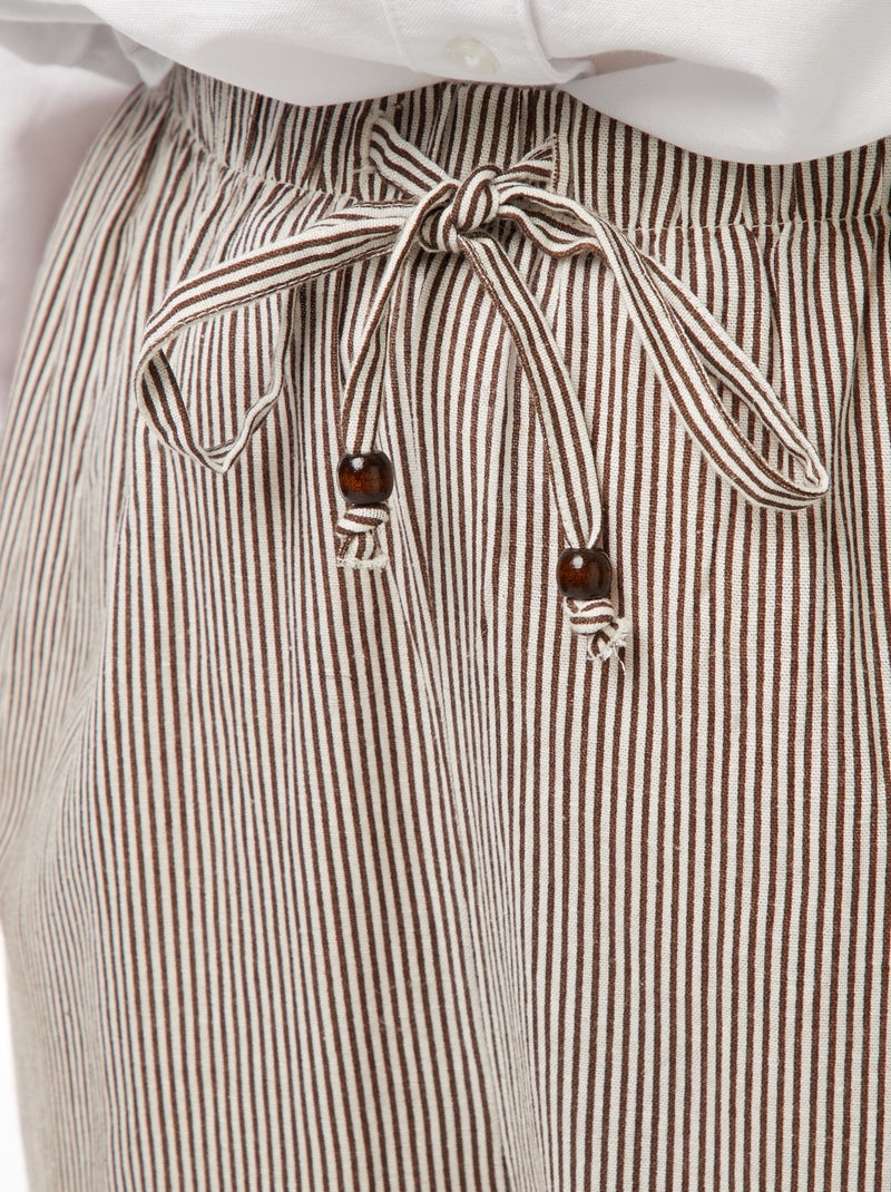 Pantalón de mezcla de lino wide leg Beige - Kiabi