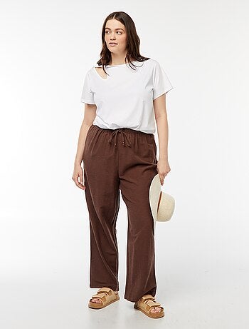 Pantalón de mezcla de lino wide leg