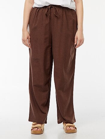 Pantalón de mezcla de lino wide leg