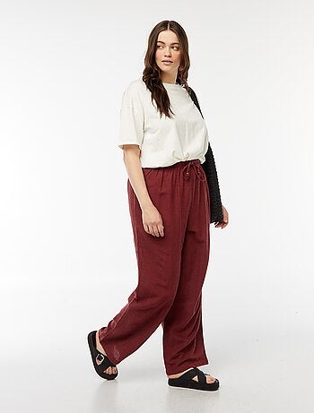 Pantalón de mezcla de lino wide leg