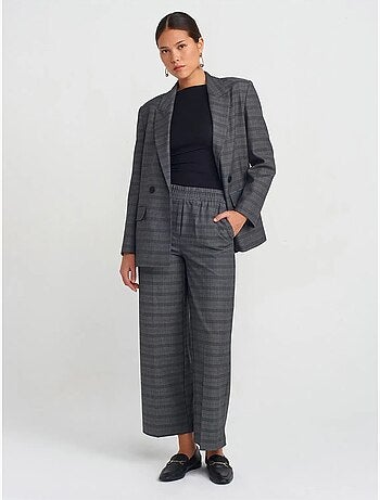 Pantalón de mujer de cuadros de pernera ancha y largo al tobillo dilvin