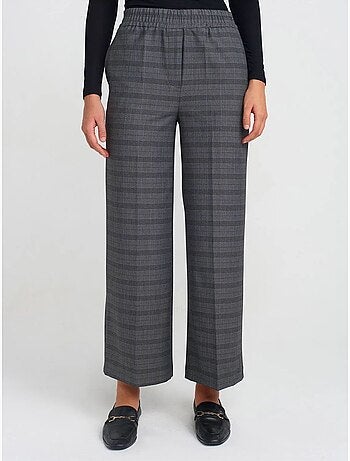 Pantalón de mujer de cuadros de pernera ancha y largo al tobillo dilvin