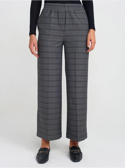 Pantalón de mujer de cuadros de pernera ancha y largo al tobillo dilvin - Kiabi Pantalón de mujer de cuadros de pernera ancha y largo al tobillo dilvin - Kiabi
