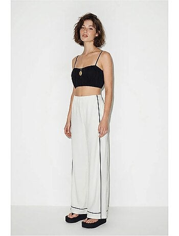 Pantalón de mujer de jersey de tiro alto y pernera ancha lucci