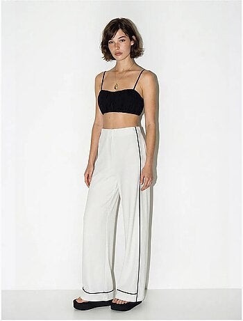 Pantalón de mujer de jersey de tiro alto y pernera ancha lucci