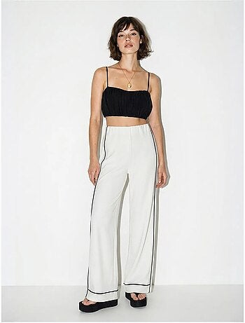 Pantalón de mujer de jersey de tiro alto y pernera ancha lucci