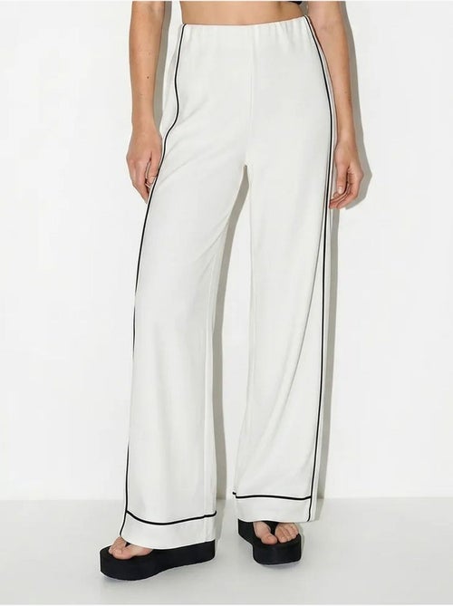 Pantalón de mujer de jersey de tiro alto y pernera ancha lucci - Kiabi Pantalón de mujer de jersey de tiro alto y pernera ancha lucci - Kiabi