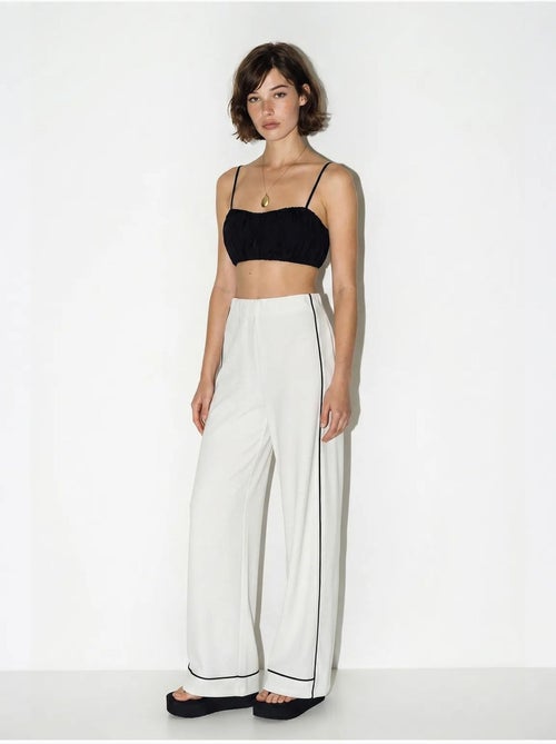 Pantalón de mujer de jersey de tiro alto y pernera ancha lucci - Kiabi Pantalón de mujer de jersey de tiro alto y pernera ancha lucci - Kiabi