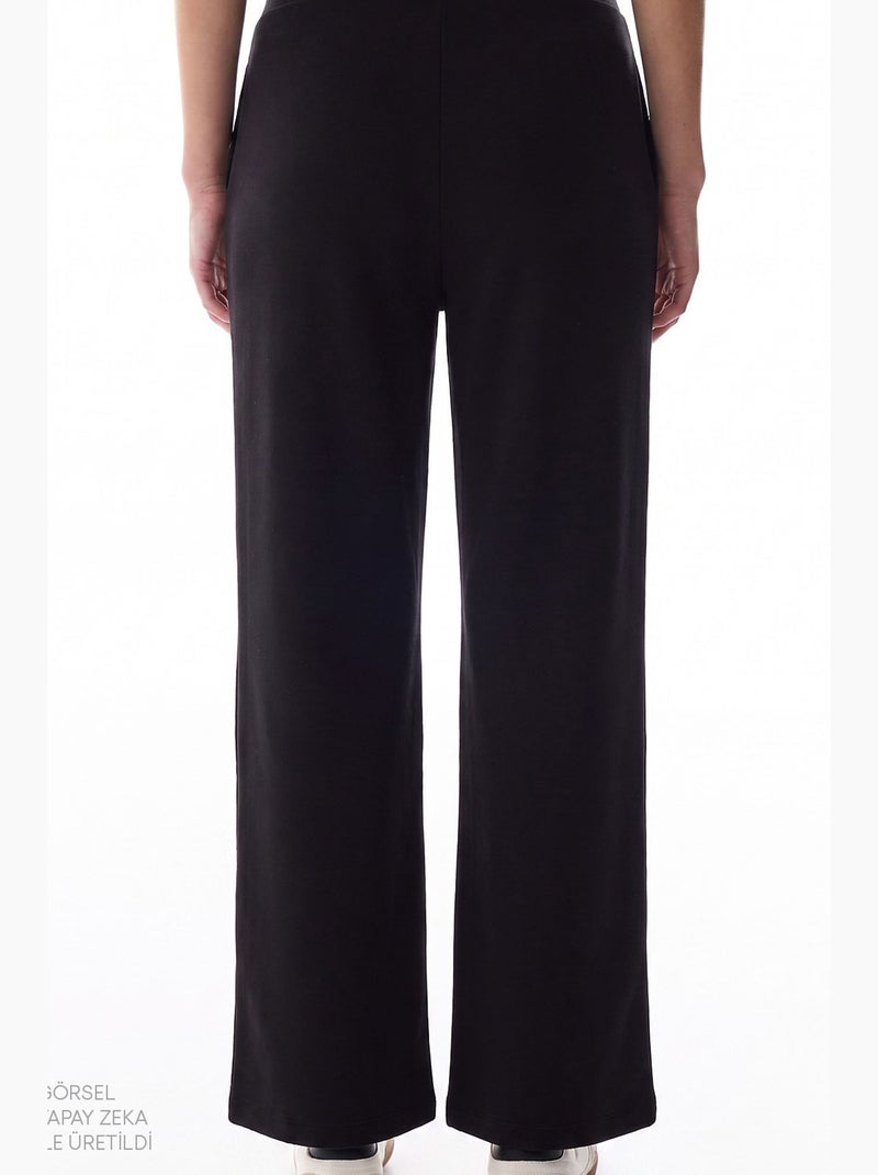 Pantalón de mujer de modal de pierna recta, tiro alto penti Negro - Kiabi