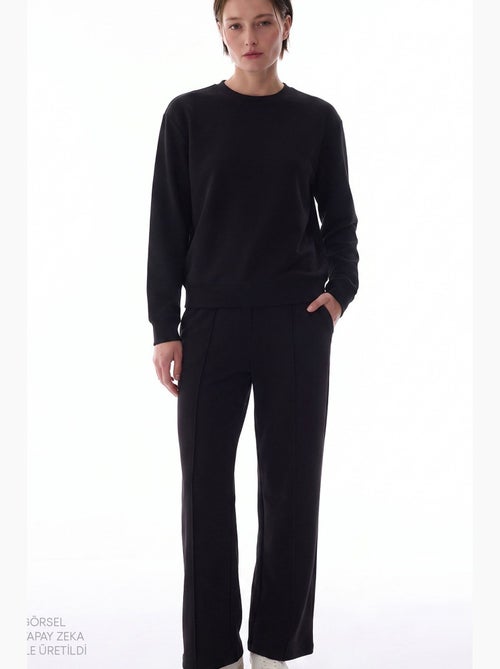Pantalón de mujer de modal de pierna recta, tiro alto penti - Kiabi Pantalón de mujer de modal de pierna recta, tiro alto penti - Kiabi