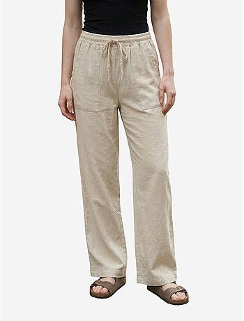 Pantalón de mujer de pernera ancha en mezcla de lino my fashion