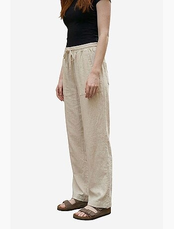 Pantalón de mujer de pernera ancha en mezcla de lino my fashion