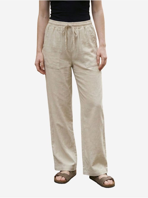 Pantalón de mujer de pernera ancha en mezcla de lino my fashion - Kiabi Pantalón de mujer de pernera ancha en mezcla de lino my fashion - Kiabi