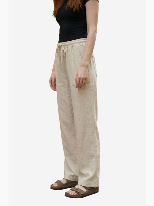 Pantalón de mujer de pernera ancha en mezcla de lino my fashion - Kiabi Pantalón de mujer de pernera ancha en mezcla de lino my fashion - Kiabi