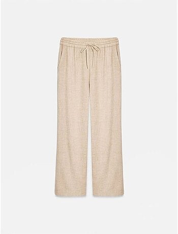 Pantalón de mujer de tejido con pernera ancha y cintura con cordón