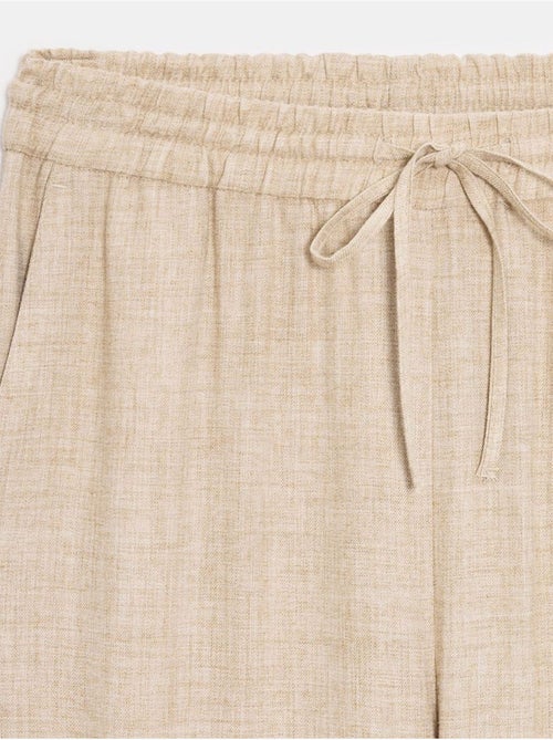 Pantalón de mujer de tejido con pernera ancha y cintura con cordón - Kiabi
