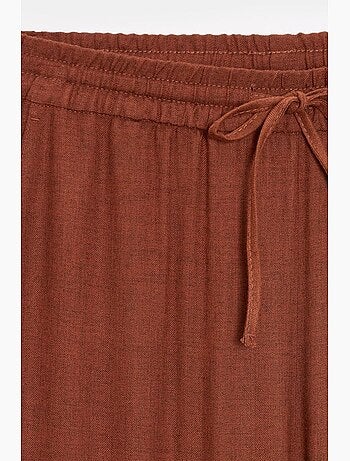 Pantalón de mujer de tejido con pernera ancha y cintura con cordón dilvin