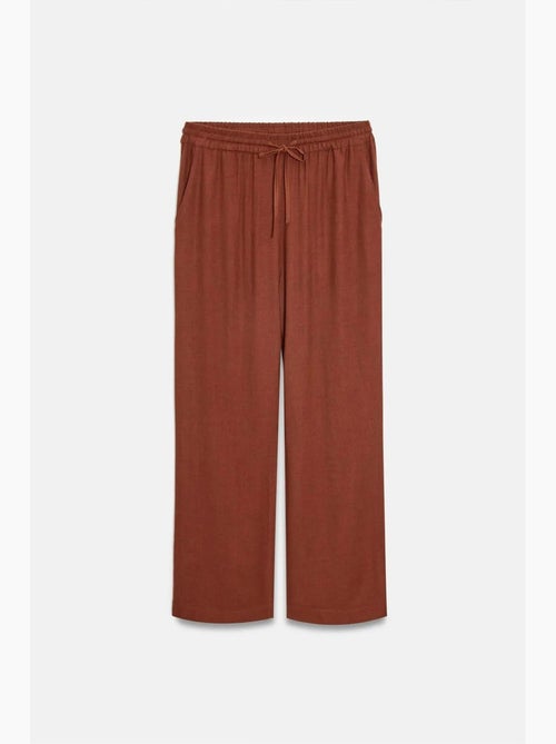 Pantalón de mujer de tejido con pernera ancha y cintura con cordón dilvin - Kiabi