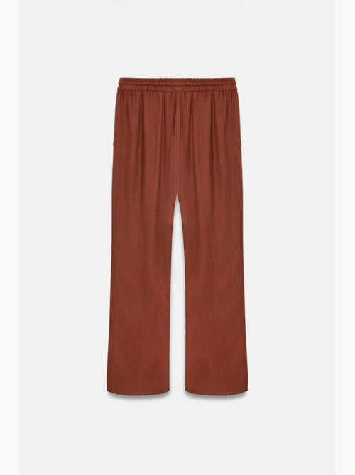 Pantalón de mujer de tejido con pernera ancha y cintura con cordón dilvin - Kiabi