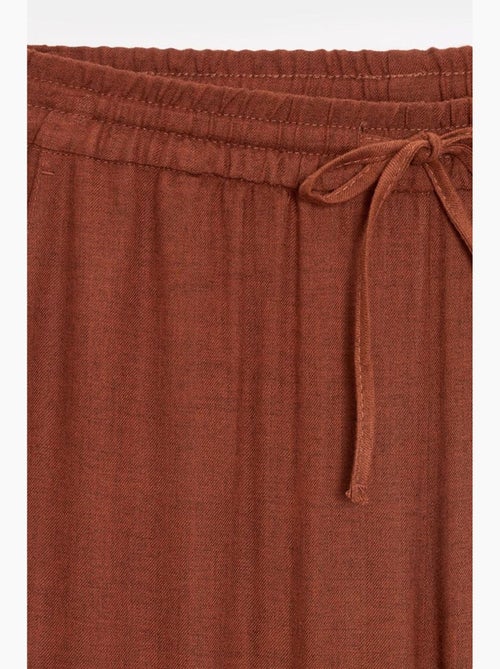 Pantalón de mujer de tejido con pernera ancha y cintura con cordón dilvin - Kiabi