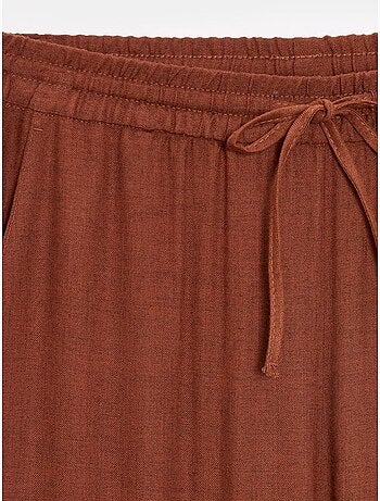 Pantalón de mujer de tejido con pernera ancha y cintura con cordón