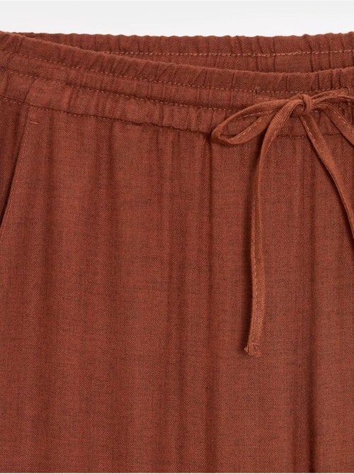 Pantalón de mujer de tejido con pernera ancha y cintura con cordón - Kiabi