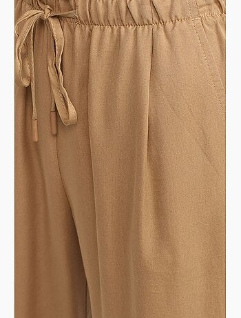 Pantalón de mujer de tencel de pernera ancha con cintura con cordón dilvin