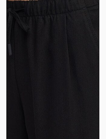 Pantalón de mujer de tencel de pernera ancha con cintura con cordón dilvin