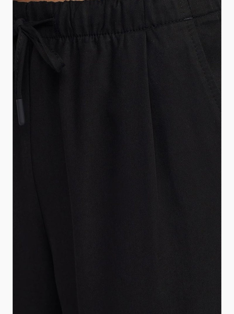 Pantalón de mujer de tencel de pernera ancha con cintura con cordón dilvin Negro - Kiabi