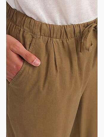 Pantalón de mujer de tencel de pernera ancha con cintura con cordón dilvin