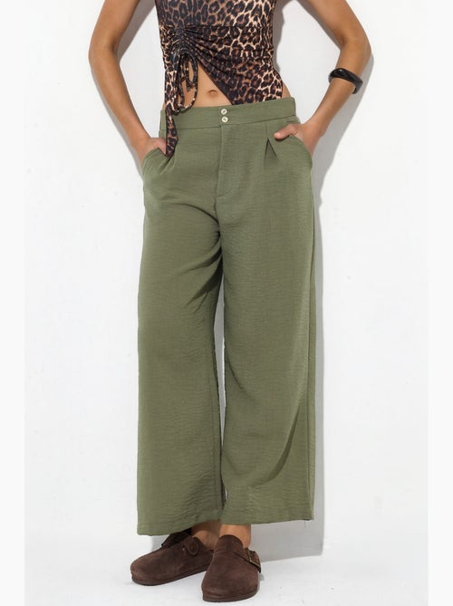 Pantalón de mujer de tiro alto y pernera ancha busem - Kiabi Pantalón de mujer de tiro alto y pernera ancha busem - Kiabi
